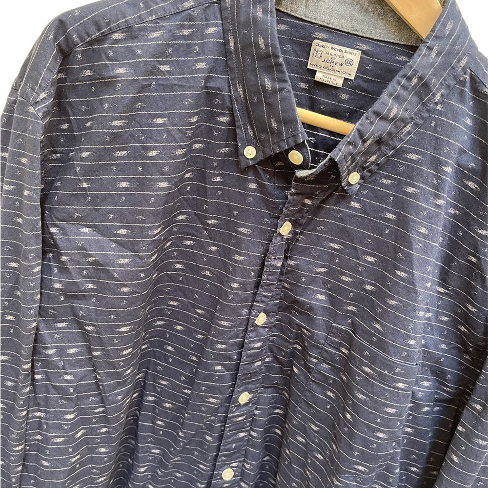 J. Crew Navy Gray Patterned Button Down 100% Cott… - image 2